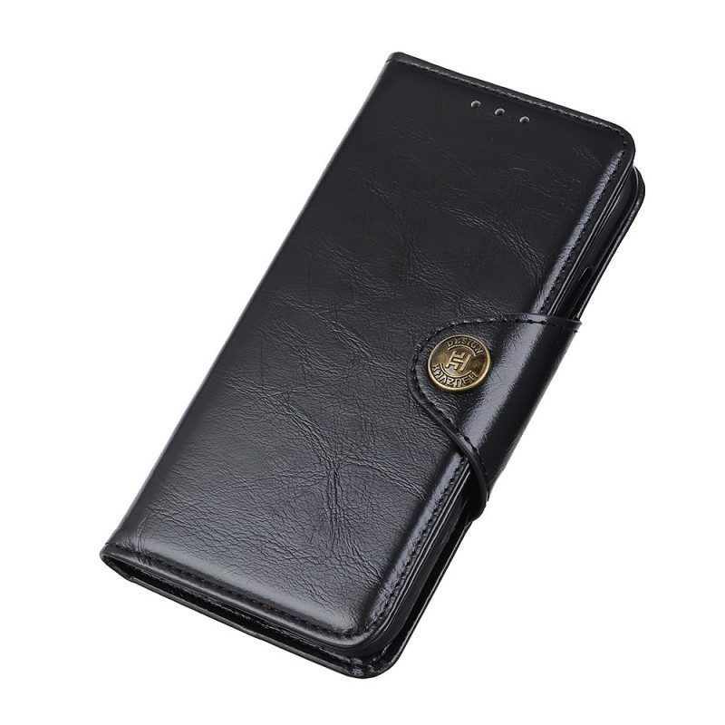 Folio-hoesje voor Xiaomi Redmi Note 11 / 11S Glanzende Knop Van Imitatieleer