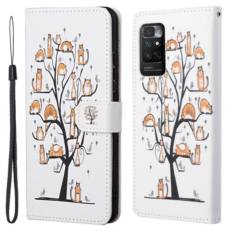 Folio-hoesje voor Xiaomi Redmi Note 11 / 11S Met Ketting Funky Cats Met Riem