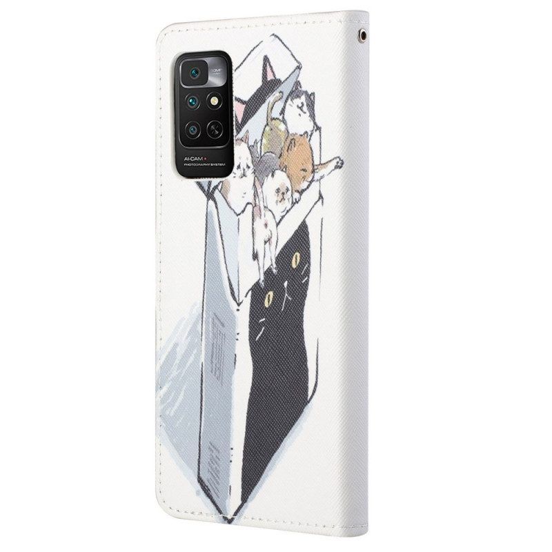 Folio-hoesje voor Xiaomi Redmi Note 11 / 11S Met Ketting Levering Katten Met Strings