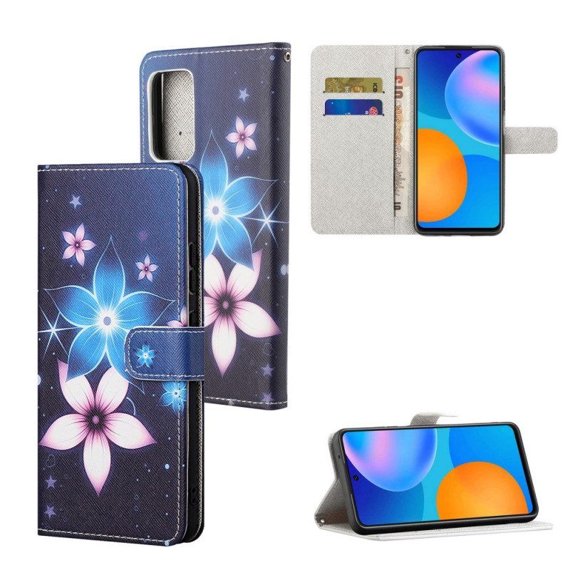 Folio-hoesje voor Xiaomi Redmi Note 11 / 11S Met Ketting Maanband Bloemen