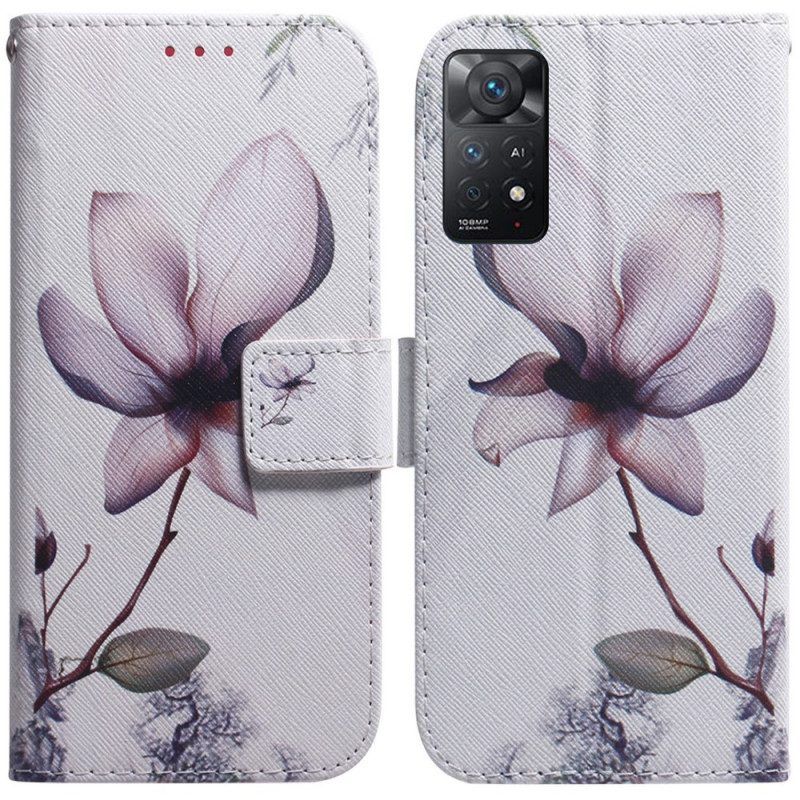 Folio-hoesje voor Xiaomi Redmi Note 11 Pro / 11 Pro 5G Bloem Stoffig Roze