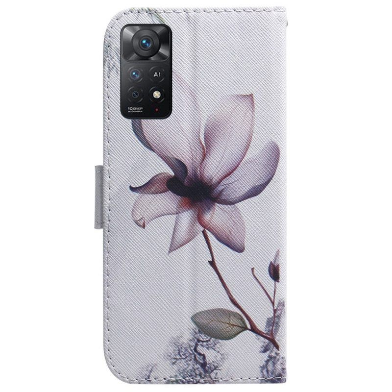 Folio-hoesje voor Xiaomi Redmi Note 11 Pro / 11 Pro 5G Bloem Stoffig Roze