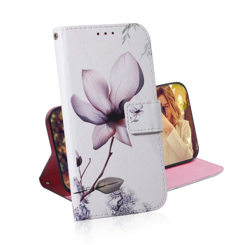 Folio-hoesje voor Xiaomi Redmi Note 11 Pro / 11 Pro 5G Bloem Stoffig Roze