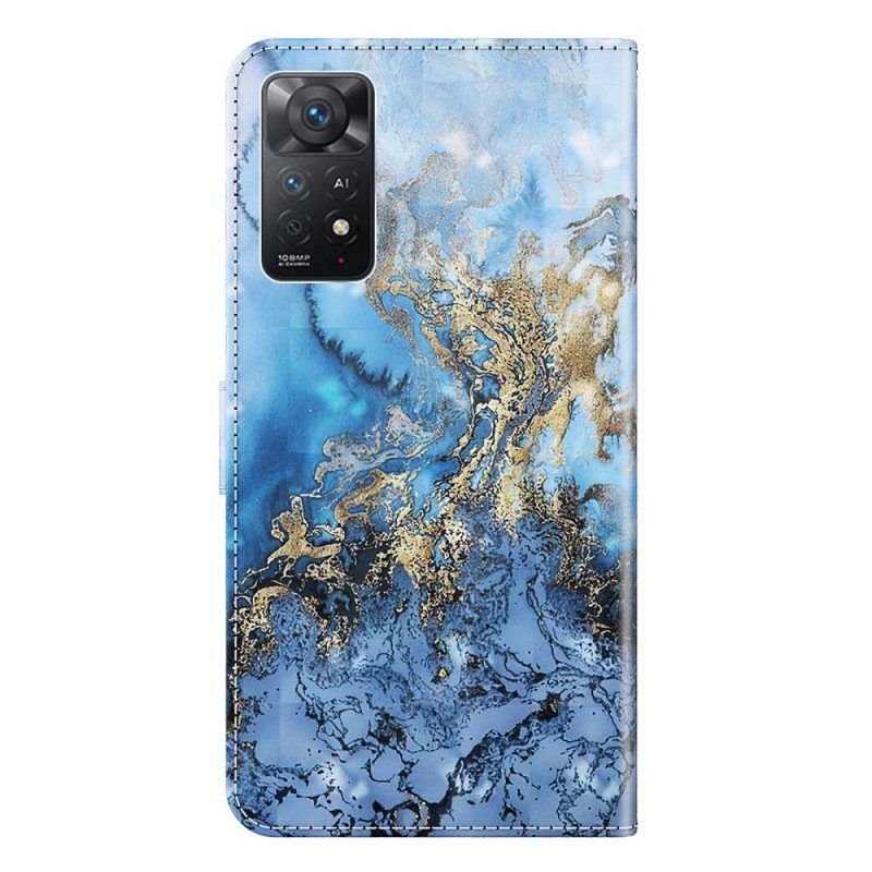 Folio-hoesje voor Xiaomi Redmi Note 11 Pro / 11 Pro 5G Marmeren Ontwerp Met Lanyard