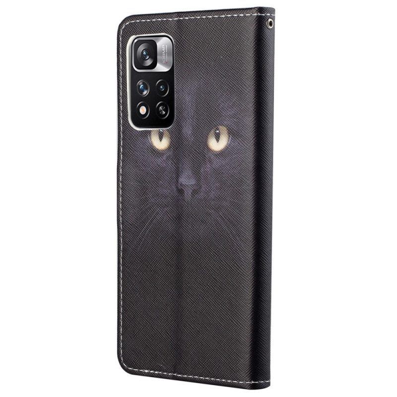 Folio-hoesje voor Xiaomi Redmi Note 11 Pro / 11 Pro 5G Met Ketting Strappy Zwarte Kattenogen