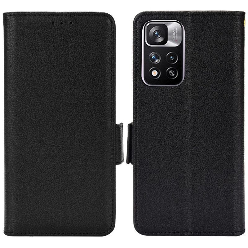 Folio-hoesje voor Xiaomi Redmi Note 11 Pro Plus 5G Litchi Lederen Dubbele Sluiting