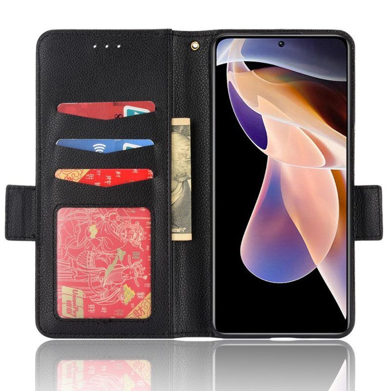 Folio-hoesje voor Xiaomi Redmi Note 11 Pro Plus 5G Litchi Lederen Dubbele Sluiting