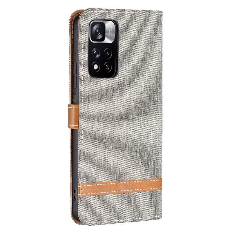 Folio-hoesje voor Xiaomi Redmi Note 11 Pro Plus 5G Met Ketting Band Van Stof En Leereffect