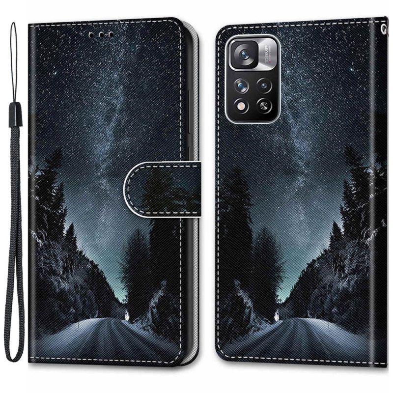 Folio-hoesje voor Xiaomi Redmi Note 11 Pro Plus 5G Met Ketting Lanyard-landschap