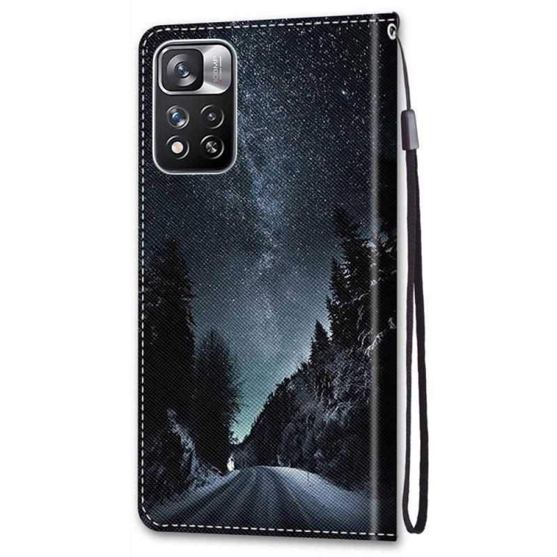 Folio-hoesje voor Xiaomi Redmi Note 11 Pro Plus 5G Met Ketting Lanyard-landschap