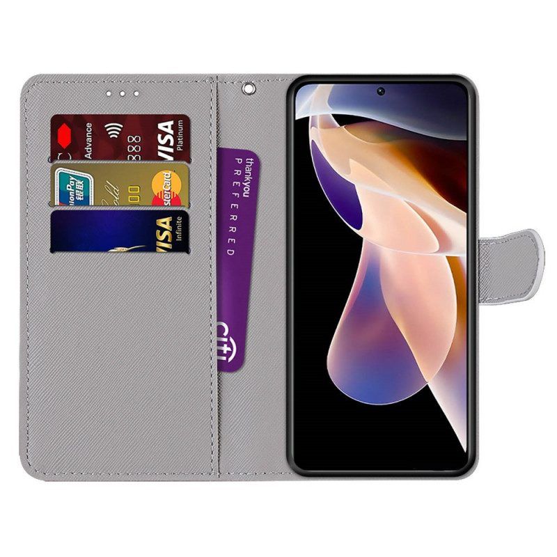 Folio-hoesje voor Xiaomi Redmi Note 11 Pro Plus 5G Met Ketting Lanyard-landschap