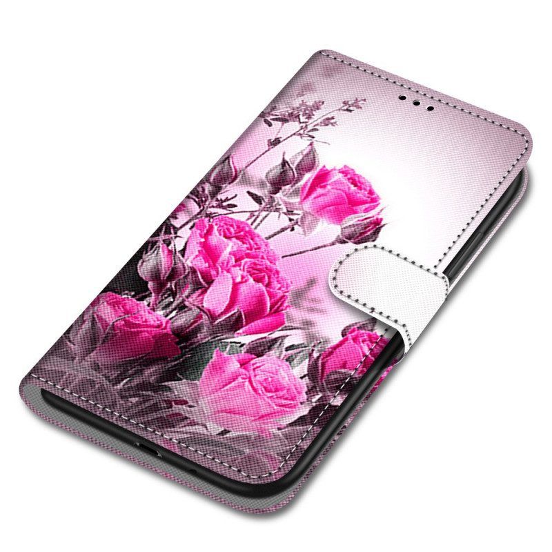 Folio-hoesje voor Xiaomi Redmi Note 11 Pro Plus 5G Met Ketting Riem Bloemen