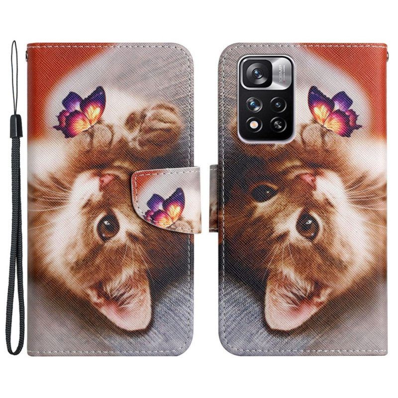 Folio-hoesje voor Xiaomi Redmi Note 11 Pro Plus 5G Mijn Kitten En Vlinder