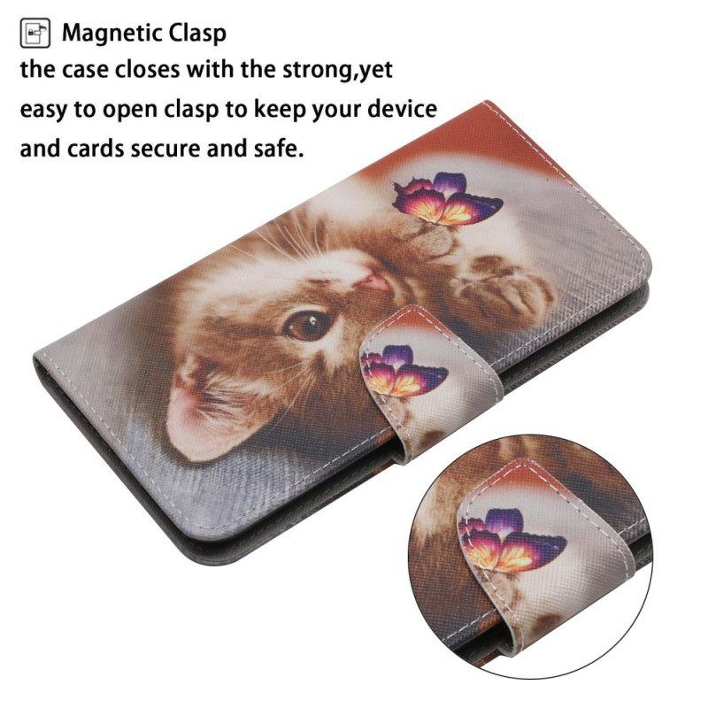 Folio-hoesje voor Xiaomi Redmi Note 11 Pro Plus 5G Mijn Kitten En Vlinder