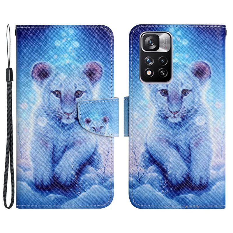 Folio-hoesje voor Xiaomi Redmi Note 11 Pro Plus 5G Sneeuw Tijger