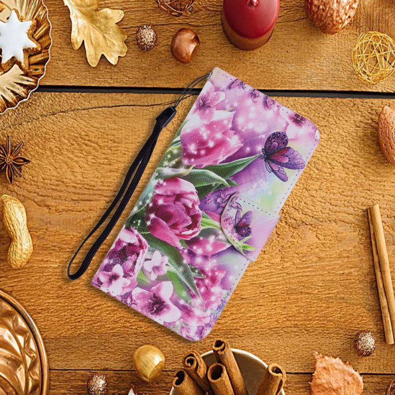 Folio-hoesje voor Xiaomi Redmi Note 11 Pro Plus 5G Vlinders En Tulpen