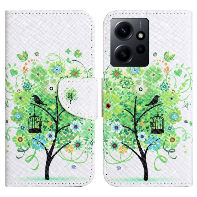 Folio-hoesje voor Xiaomi Redmi Note 12 4G Boom Met Groene Bladeren