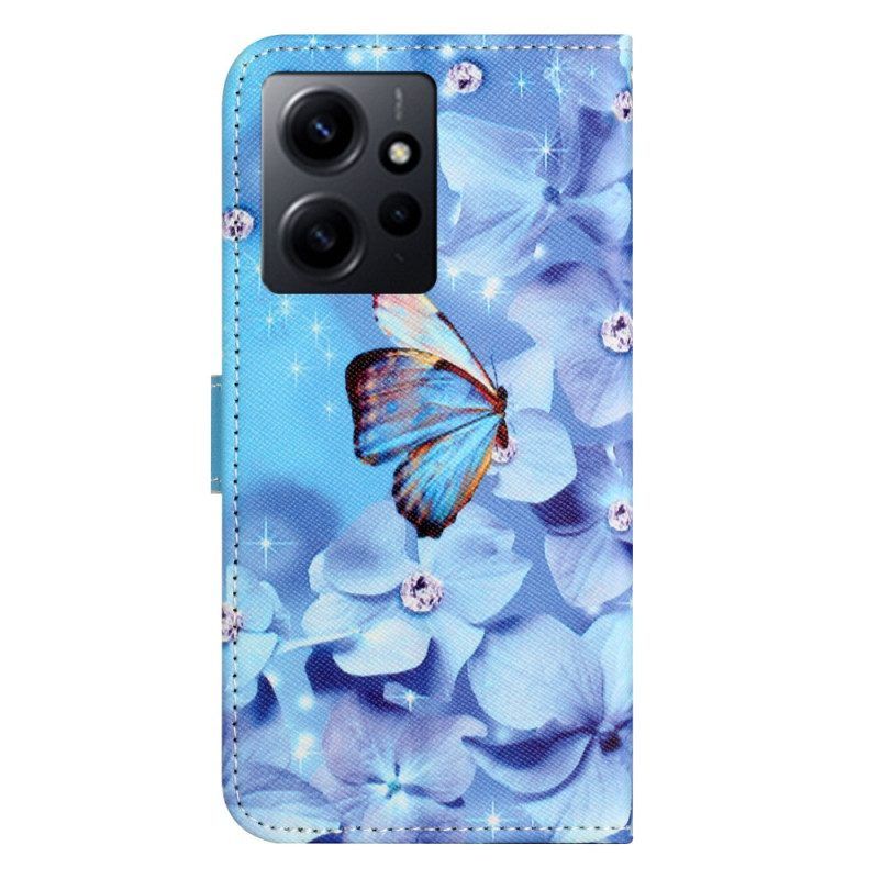 Folio-hoesje voor Xiaomi Redmi Note 12 4G Met Ketting Blauwe Band