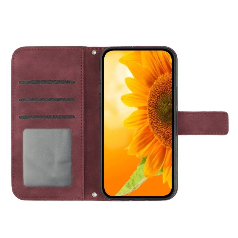 Folio-hoesje voor Xiaomi Redmi Note 12 4G Met Ketting Strakke Zonnebloem