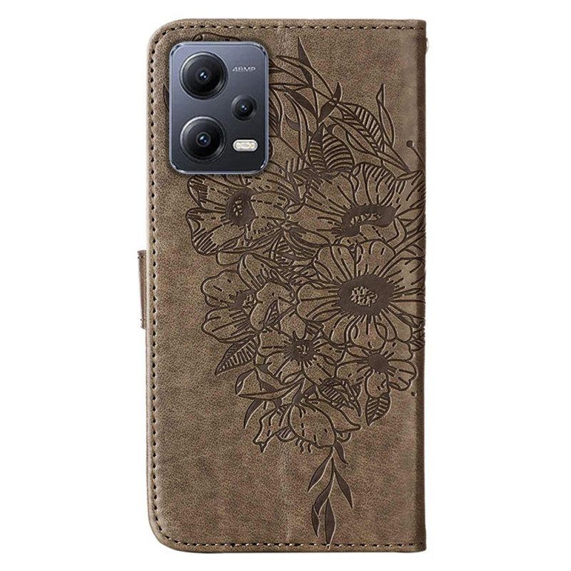 Folio-hoesje voor Xiaomi Redmi Note 12 5G Bloemen Vlinder