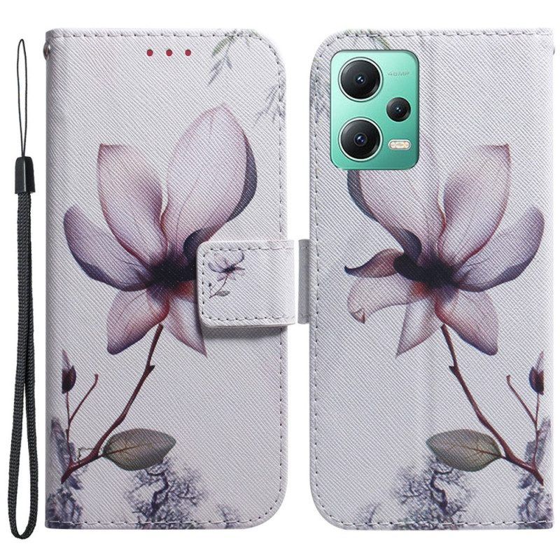 Folio-hoesje voor Xiaomi Redmi Note 12 5G Met Ketting Oude Bandbloem