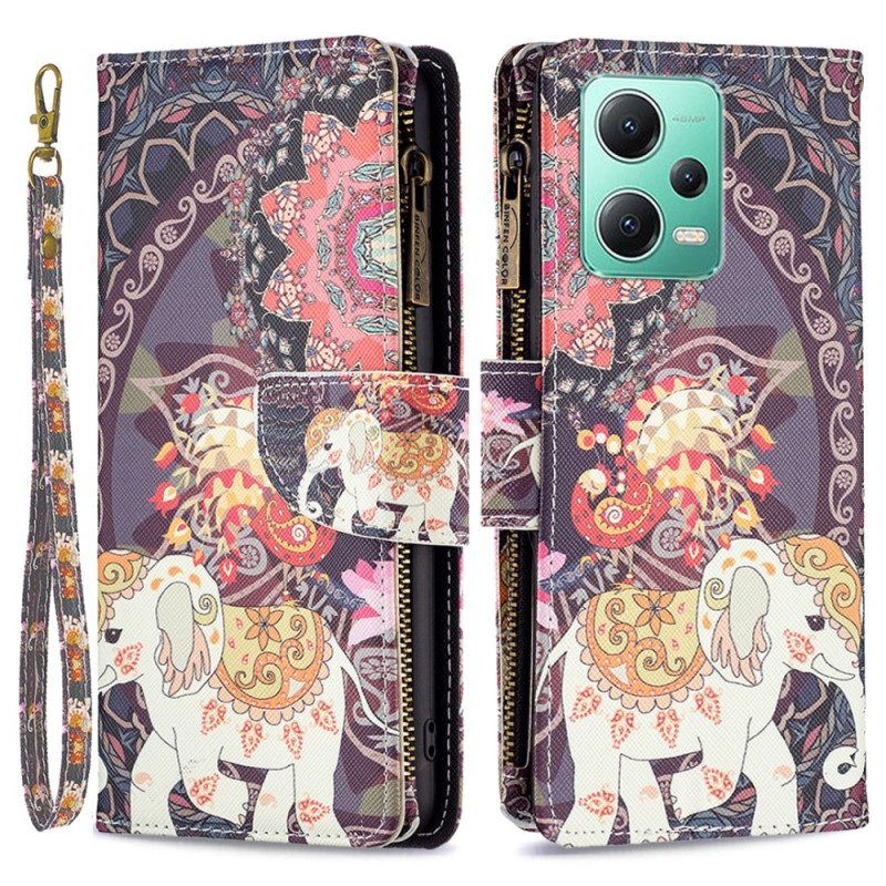 Folio-hoesje voor Xiaomi Redmi Note 12 5G Olifantenzak Met Ritssluiting