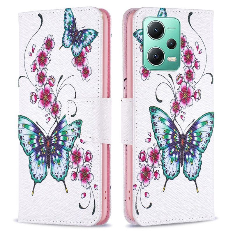 Folio-hoesje voor Xiaomi Redmi Note 12 5G Vlinders