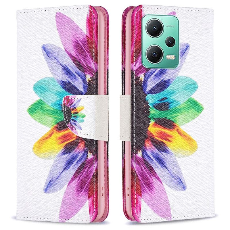 Folio-hoesje voor Xiaomi Redmi Note 12 5G Waterverf Bloem