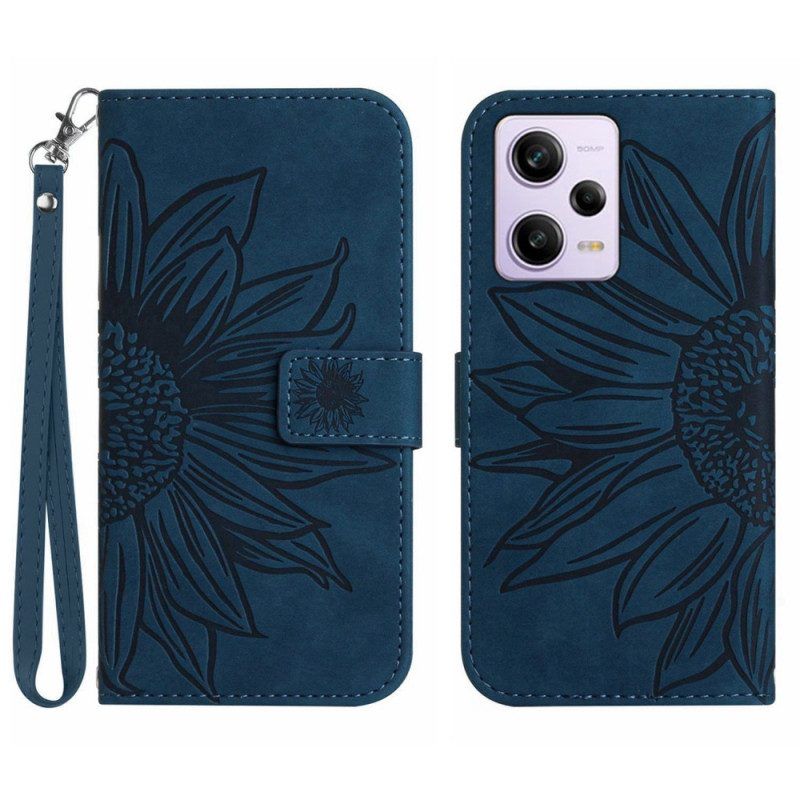 Folio-hoesje voor Xiaomi Redmi Note 12 Pro Met Ketting Strakke Zonnebloem