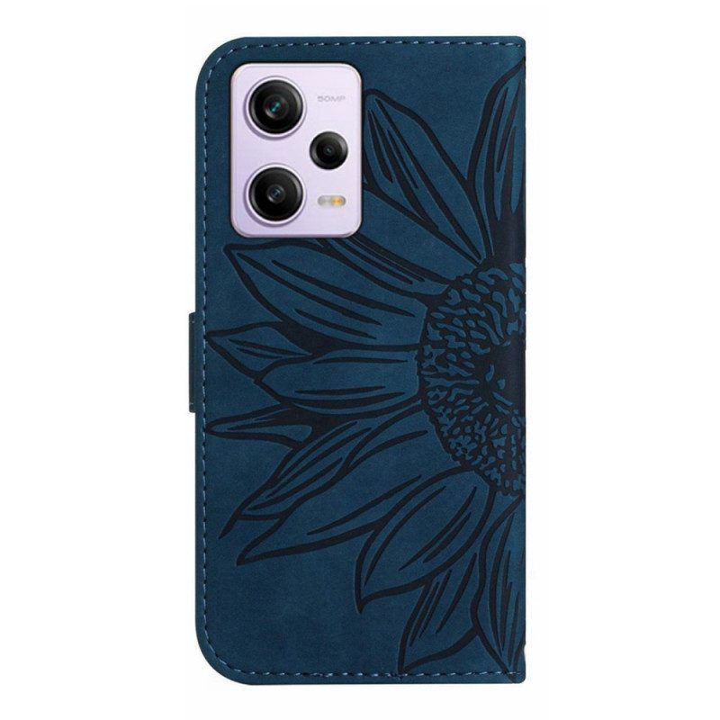 Folio-hoesje voor Xiaomi Redmi Note 12 Pro Met Ketting Strakke Zonnebloem