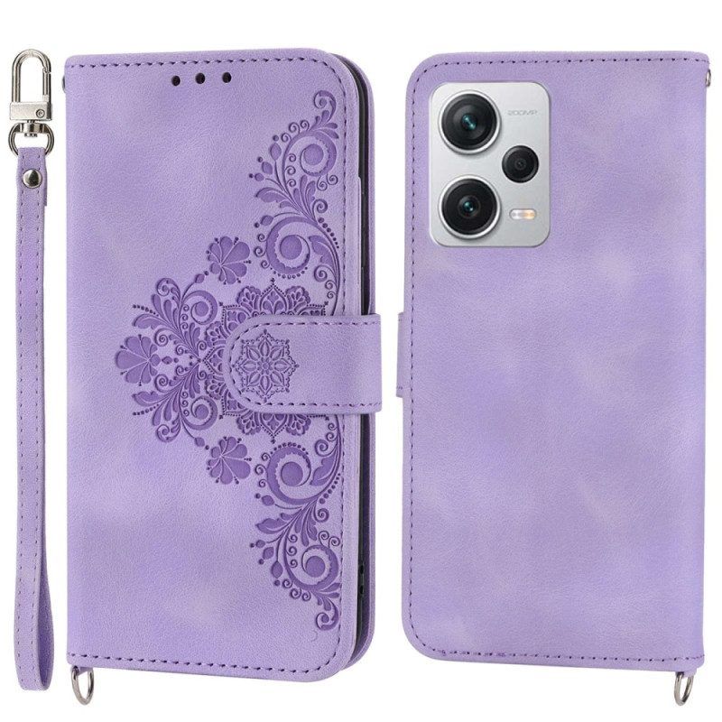 Folio-hoesje voor Xiaomi Redmi Note 12 Pro Plus Mandala Met Lanyard En Schouderriem