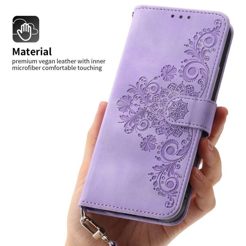 Folio-hoesje voor Xiaomi Redmi Note 12 Pro Plus Mandala Met Lanyard En Schouderriem