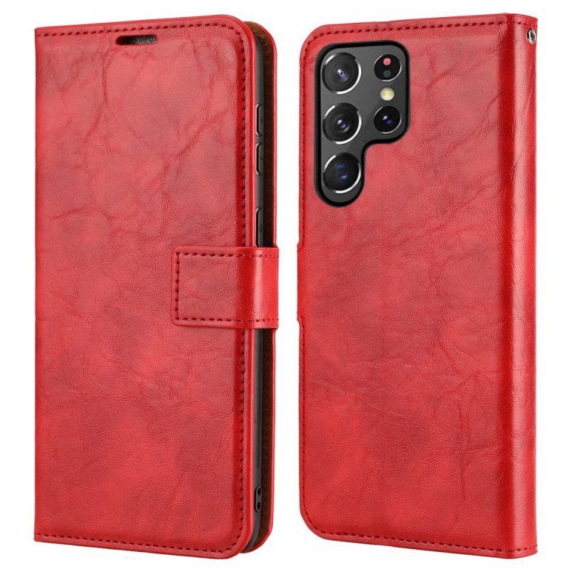 Hoesje Flip Case voor Samsung Galaxy S22 Ultra 5G Afneembare Vintage Stijl