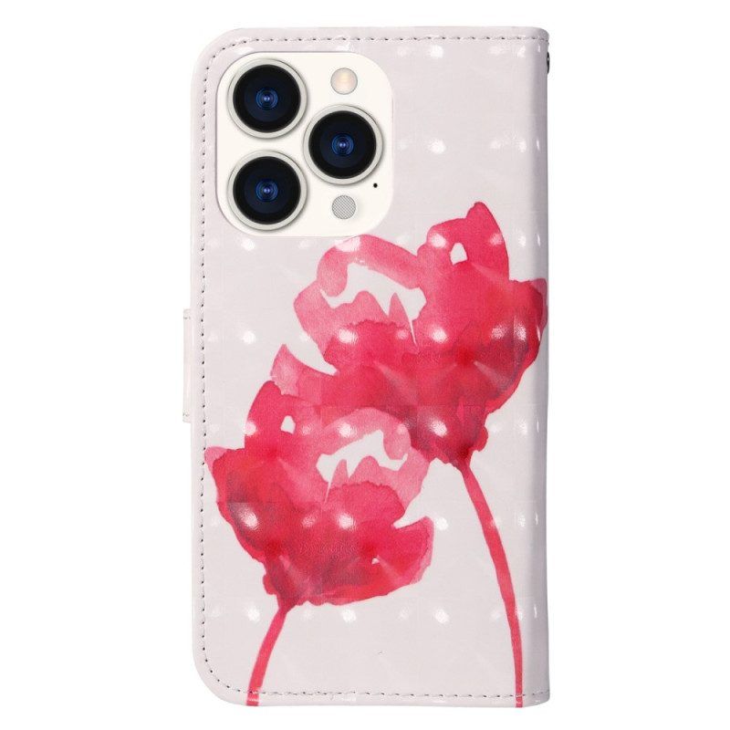 Hoesje Folio-hoesje voor iPhone 14 Pro Max Aquarel Papaver