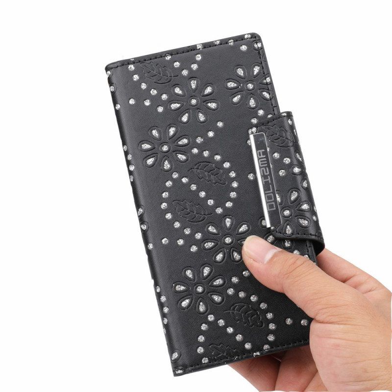 Hoesje Folio-hoesje voor Samsung Galaxy S22 5G Afneembare Diamanten