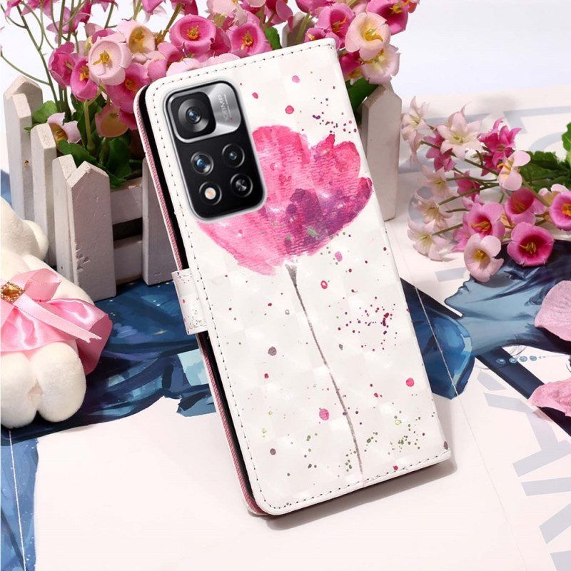 Hoesje Leren Hoesje voor Xiaomi Redmi Note 11 Pro Plus 5G Aquarel Papaver