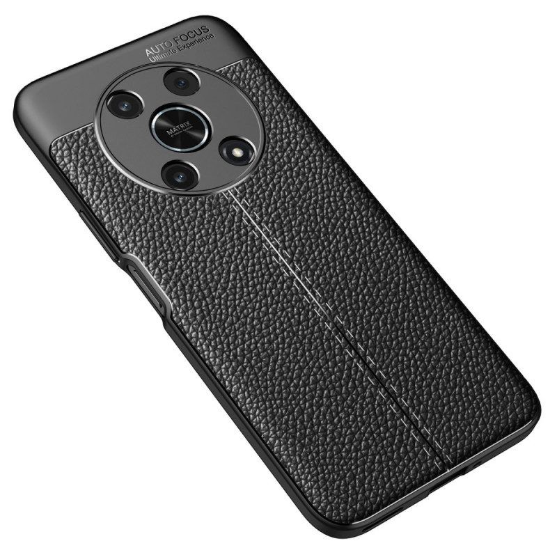 Hoesje voor Honor Magic 4 Lite 5G Dubbellijnig Litchi-leereffect