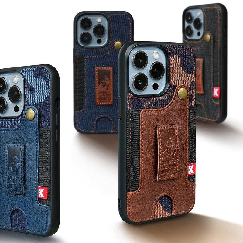 Hoesje voor iPhone 14 Kaarthouder En Jeansriem