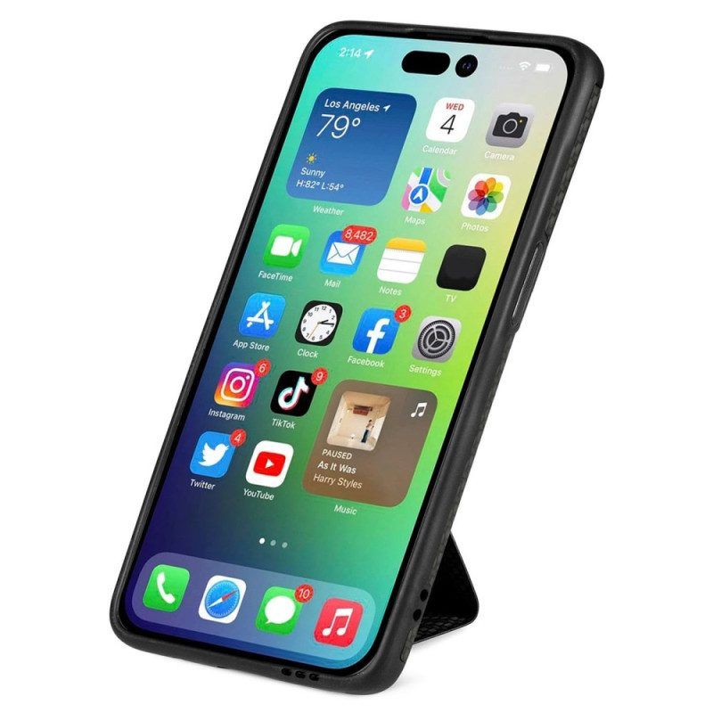 Hoesje voor iPhone 14 Pro Beugel Voor Kaarthouder Van Koolstofvezel