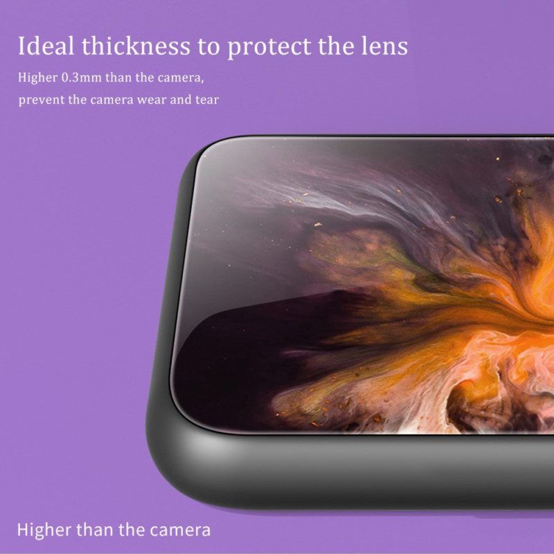 Hoesje voor iPhone 14 Pro Marmeren Kleuren Gehard Glas