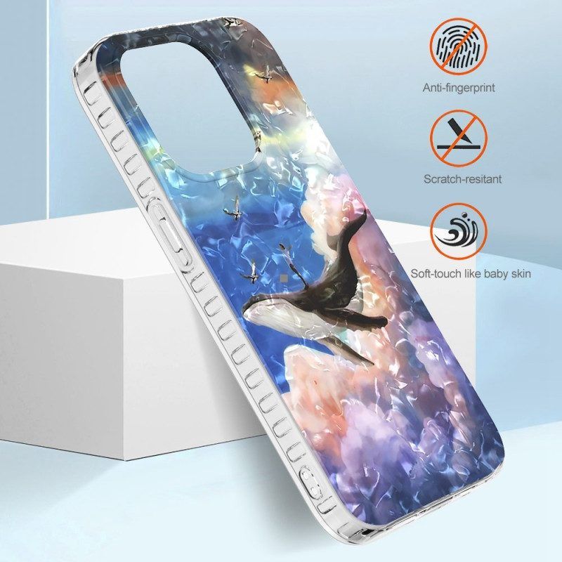 Hoesje voor iPhone 14 Pro Max Gestileerde Walvis