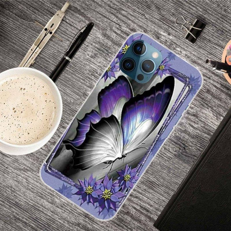 Hoesje voor iPhone 14 Pro Max Paarse Vlinder