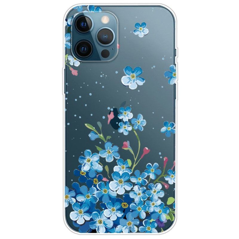 Hoesje voor iPhone 14 Pro Naadloze Blauwe Bloemen