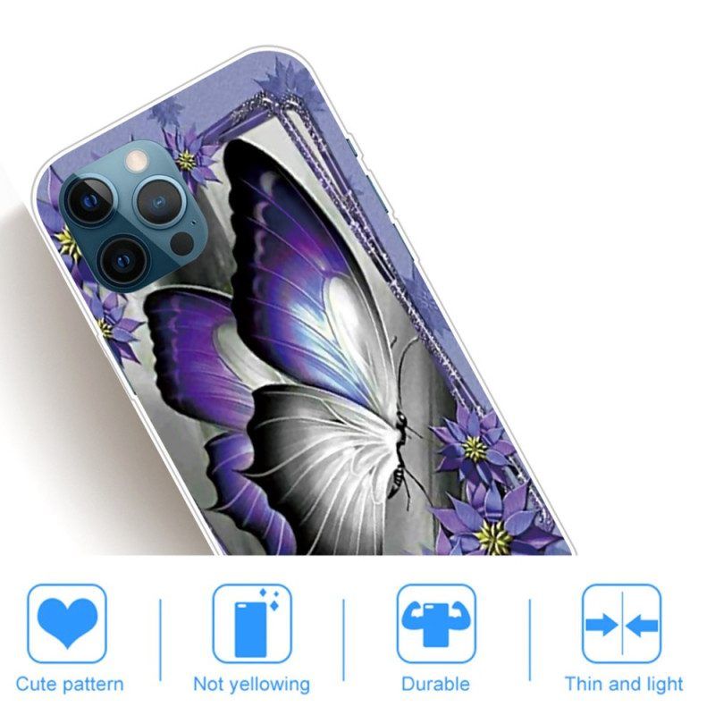 Hoesje voor iPhone 14 Pro Paarse Vlinder