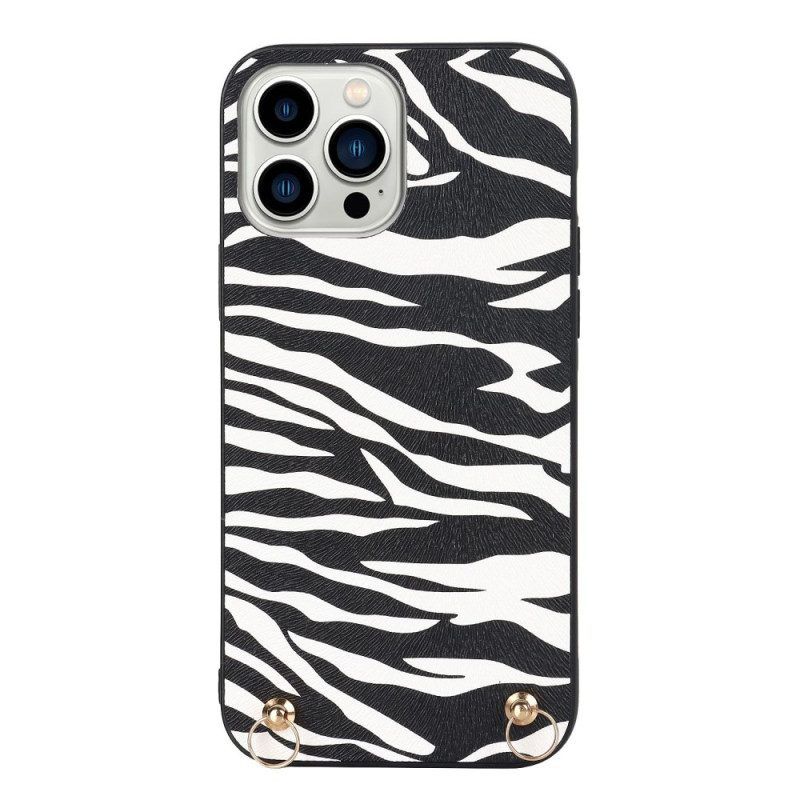 Hoesje voor iPhone 14 Pro Zebra Met Schouderriem