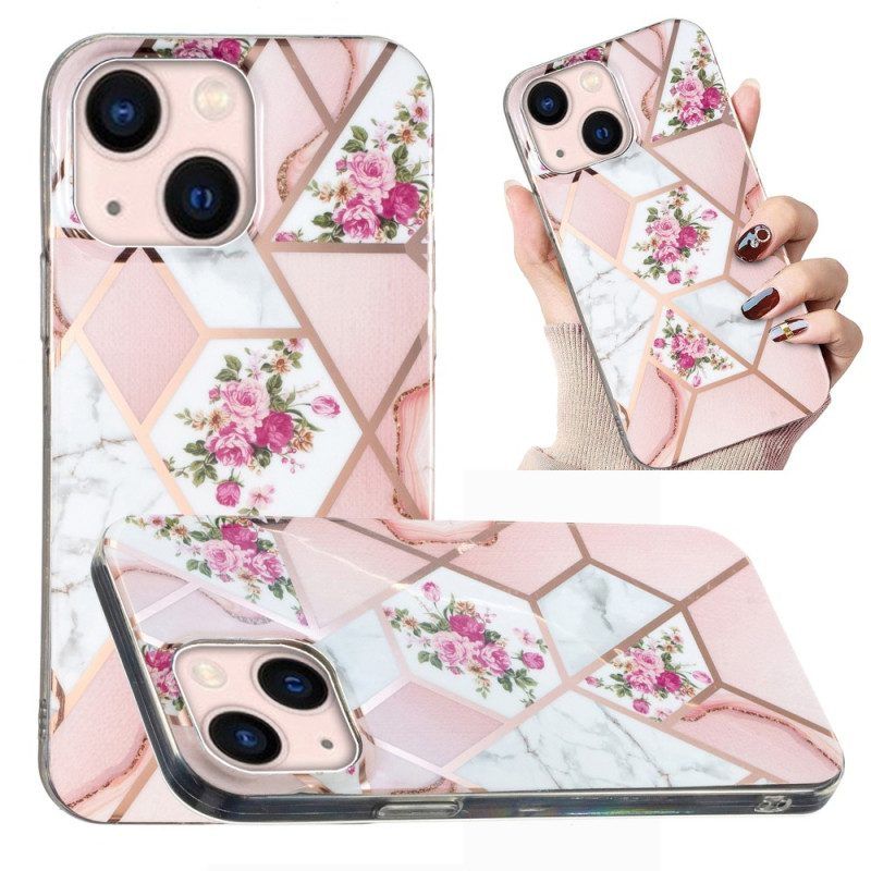 Hoesje voor iPhone 15 Plus Bloemenmarmer