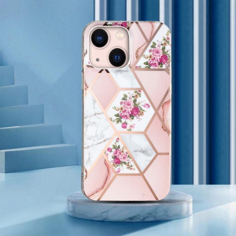 Hoesje voor iPhone 15 Plus Bloemenmarmer