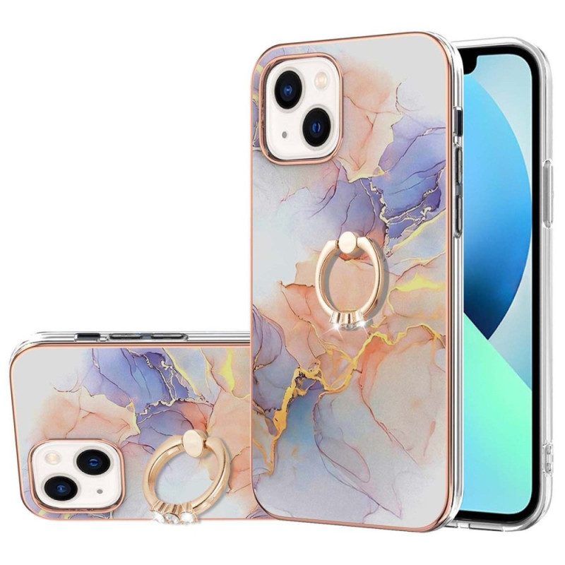 Hoesje voor iPhone 15 Plus Marmeren Steunring