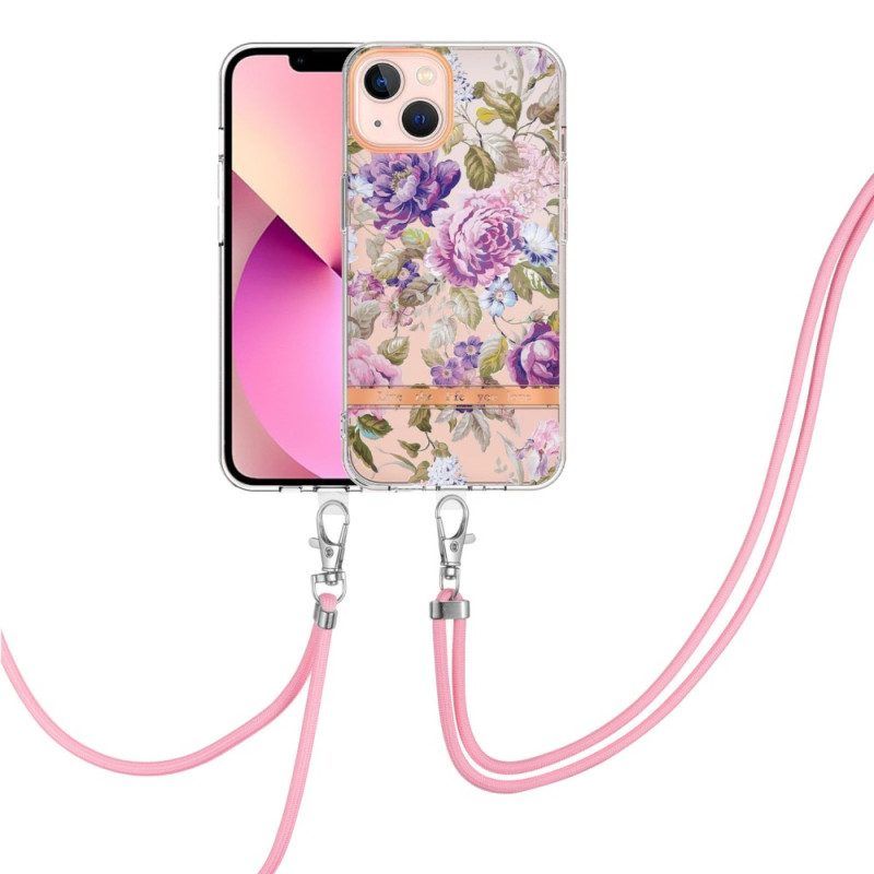 Hoesje voor iPhone 15 Plus Met Koord Cordonbloemen