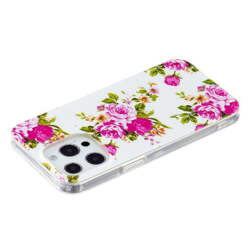 Hoesje voor iPhone 15 Pro Fluorescerende Bloemen